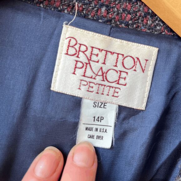 Vintage Bretton Place Petite Tweed Blazer 14 USA Made Wool Blend - Picture 3 of 8